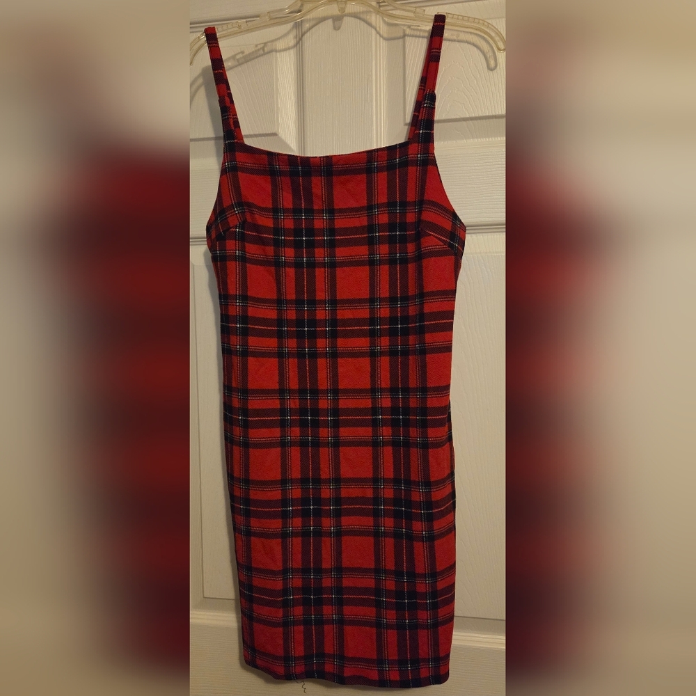 Almost Famous Red and Black Plaid Dress